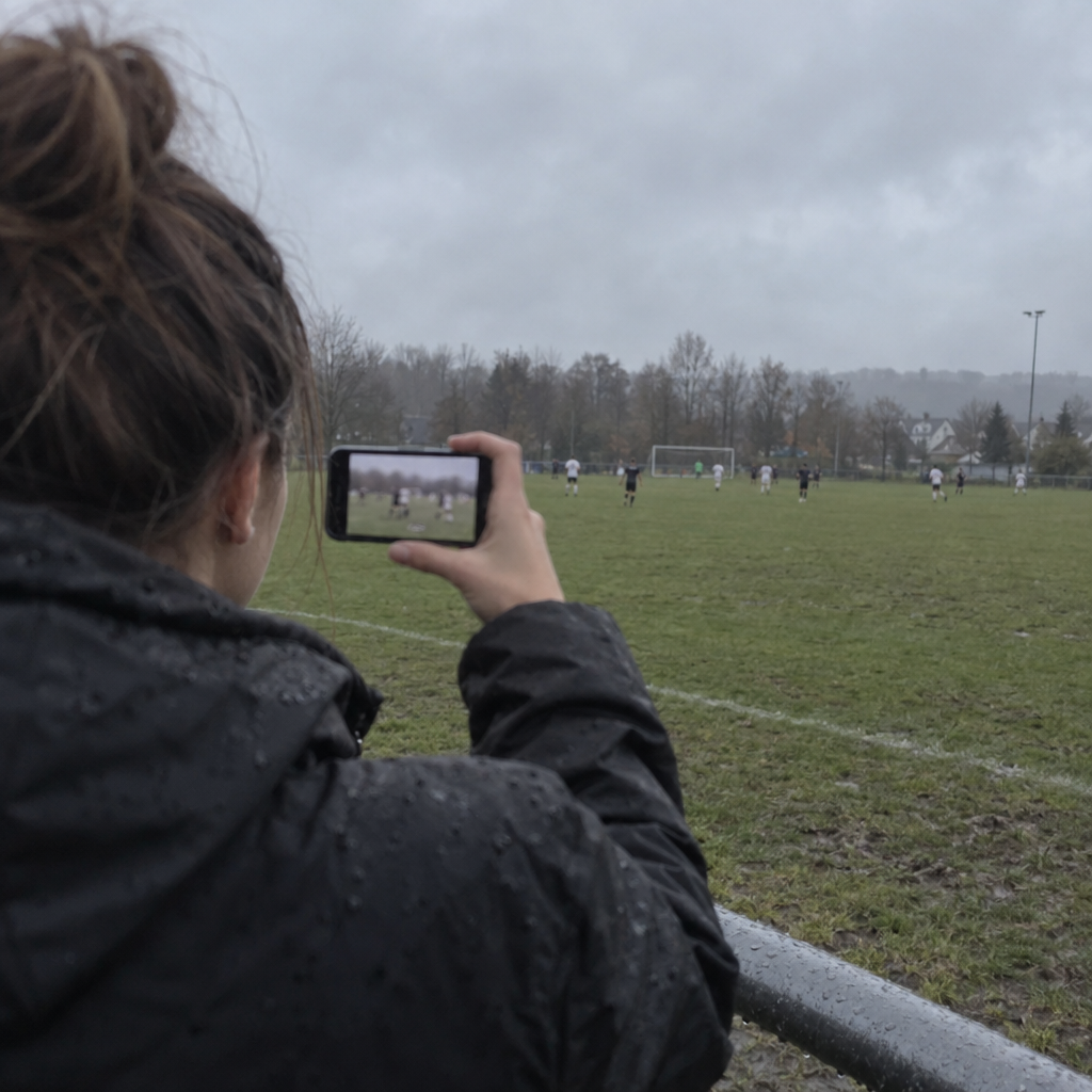 Spiel mit dem Handy vom Spielfeldrand gefilmt – zu weit weg